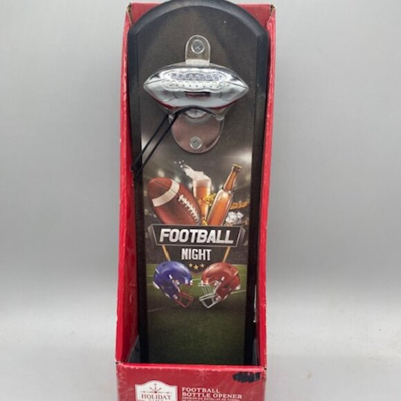Holiday Time 12" Wall Mounted Plaque Bottle Opener Football Night NEW - Picture 1 of 2